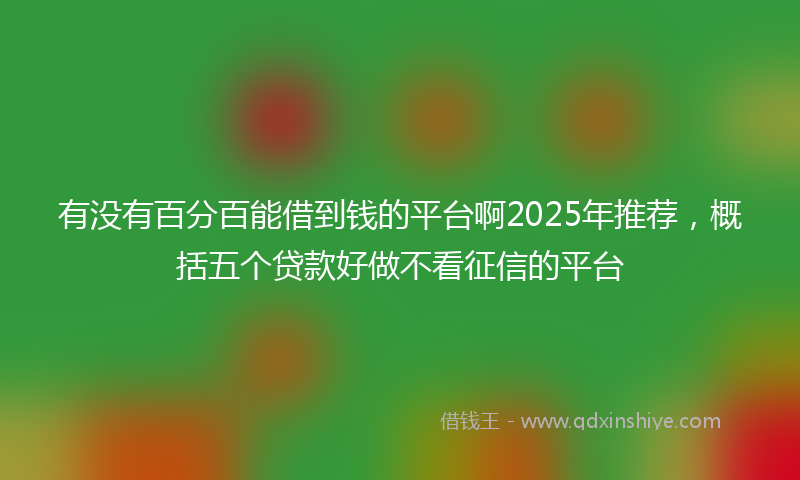 有没有百分百能借到钱的平台啊2025年推荐，概括五个贷款好做不看征信的平台