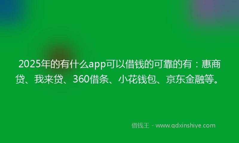 2025年的有什么app可以借钱的可靠的有：惠商贷、我来贷、360借条、小花钱包、京东金融等。