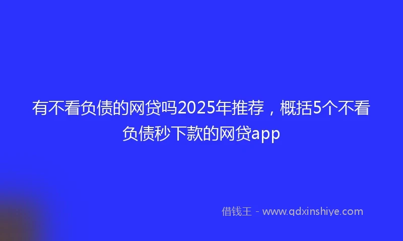 有不看负债的网贷吗2025年推荐，概括5个不看负债秒下款的网贷app