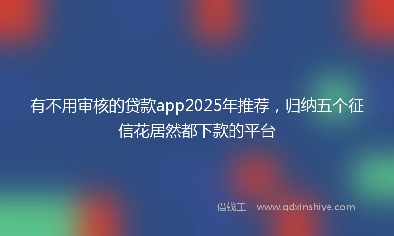 有不用审核的贷款app2025年推荐，归纳五个征信花居然都下款的平台