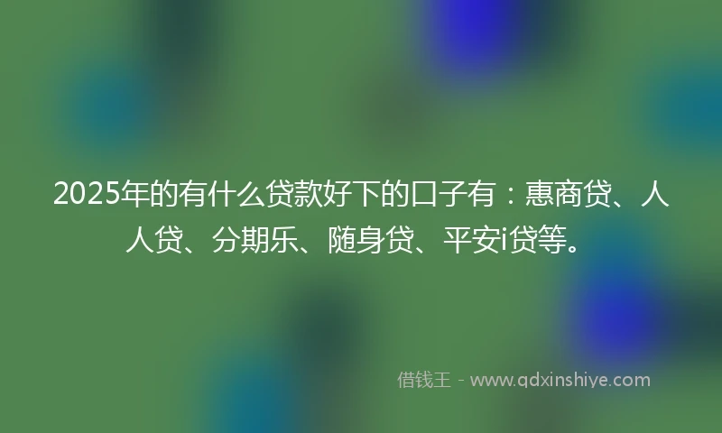2025年的有什么贷款好下的口子有：惠商贷、人人贷、分期乐、随身贷、平安i贷等。