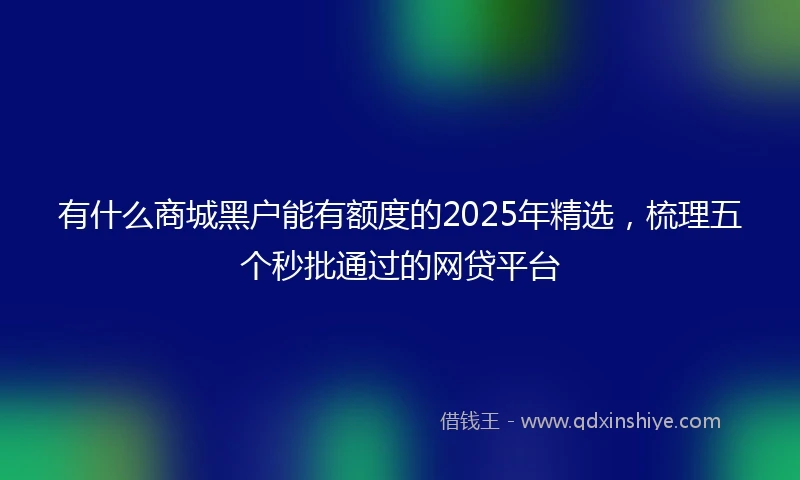 有什么商城黑户能有额度的2025年精选，梳理五个秒批通过的网贷平台