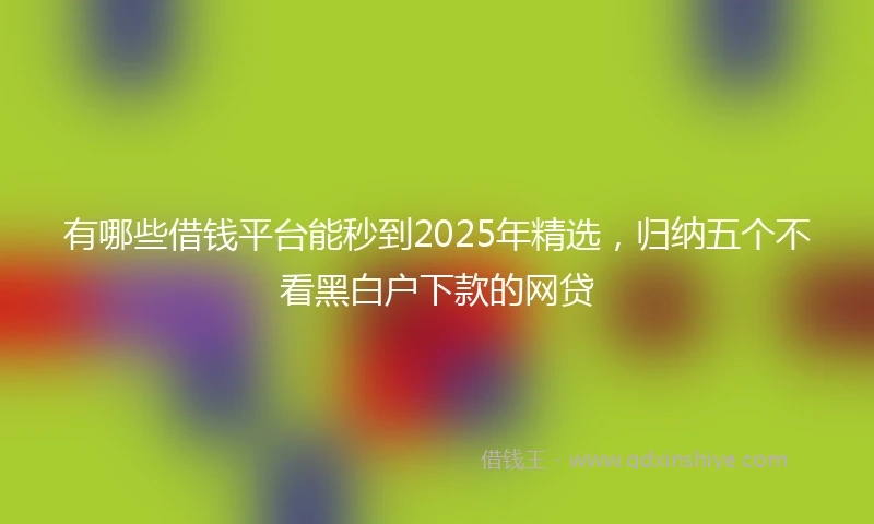 有哪些借钱平台能秒到2025年精选，归纳五个不看黑白户下款的网贷