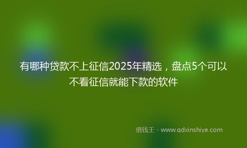 有哪种贷款不上征信2025年精选，盘点5个可以不看征信就能下款的软件