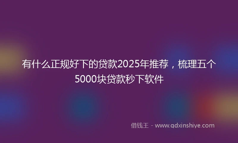 有什么正规好下的贷款2025年推荐,梳理五个5000块贷款秒下软件