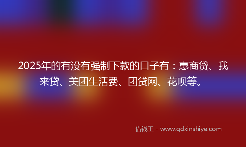 2025年的有没有强制下款的口子有：惠商贷、我来贷、美团生活费、团贷网、花呗等。