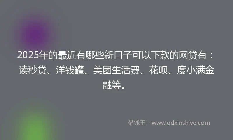 2025年的最近有哪些新口子可以下款的网贷有：读秒贷、洋钱罐、美团生活费、花呗、度小满金融等。