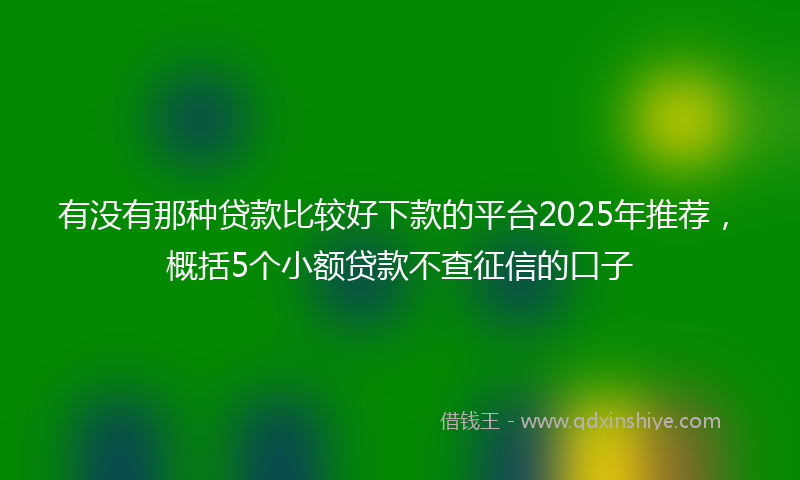 有没有那种贷款比较好下款的平台2025年推荐，概括5个小额贷款不查征信的口子