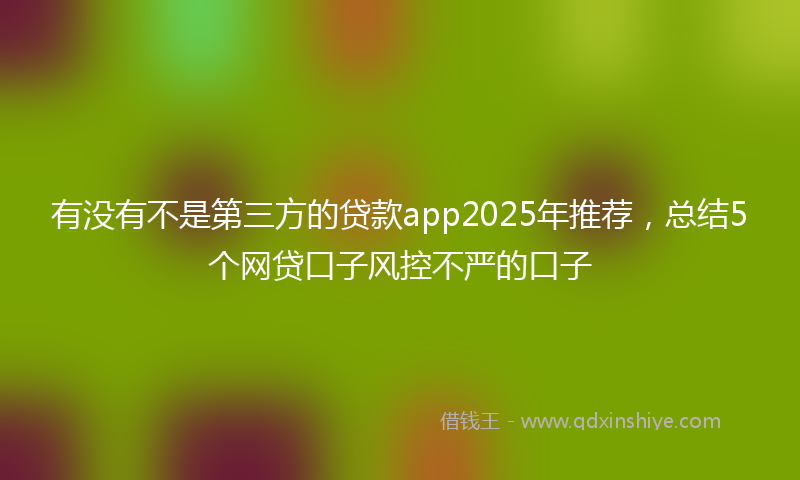 有没有不是第三方的贷款app2025年推荐，总结5个网贷口子风控不严的口子