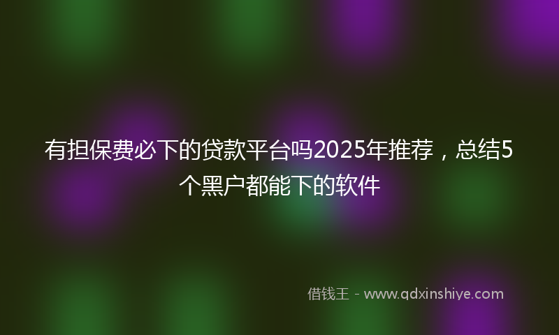 有担保费必下的贷款平台吗2025年推荐，总结5个黑户都能下的软件