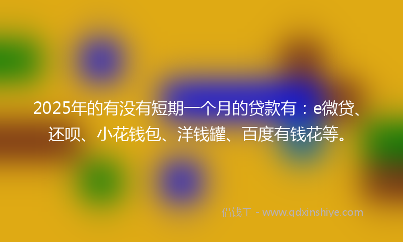 2025年的有没有短期一个月的贷款有：e微贷、还呗、小花钱包、洋钱罐、百度有钱花等。