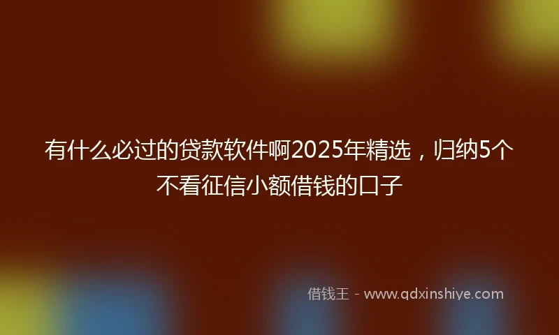 有什么必过的贷款软件啊2025年精选，归纳5个不看征信小额借钱的口子
