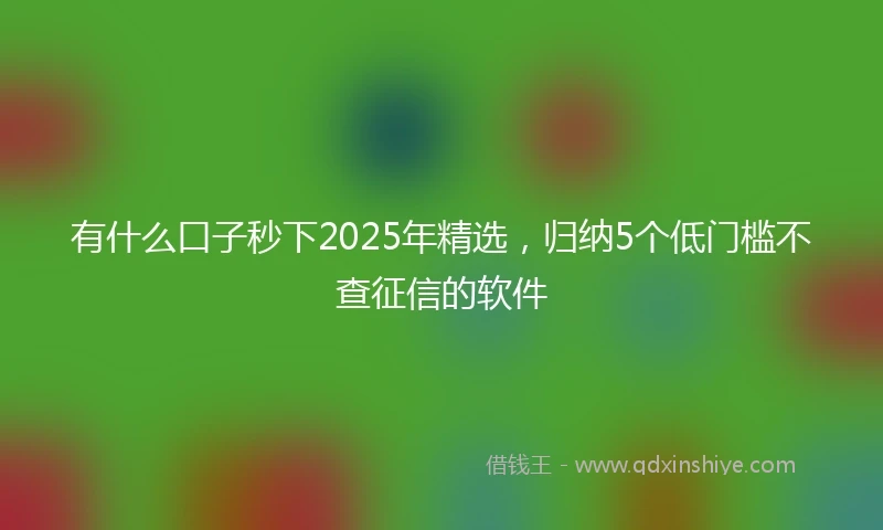 有什么口子秒下2025年精选，归纳5个低门槛不查征信的软件
