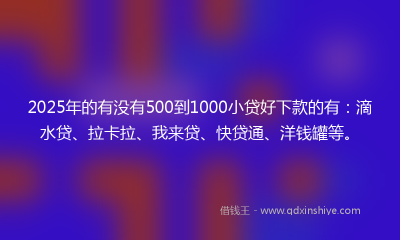 2025年的有没有500到1000小贷好下款的有：滴水贷、拉卡拉、我来贷、快贷通、洋钱罐等。