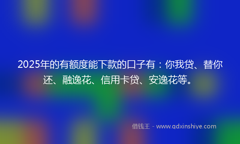 2025年的有额度能下款的口子有：你我贷、替你还、融逸花、信用卡贷、安逸花等。