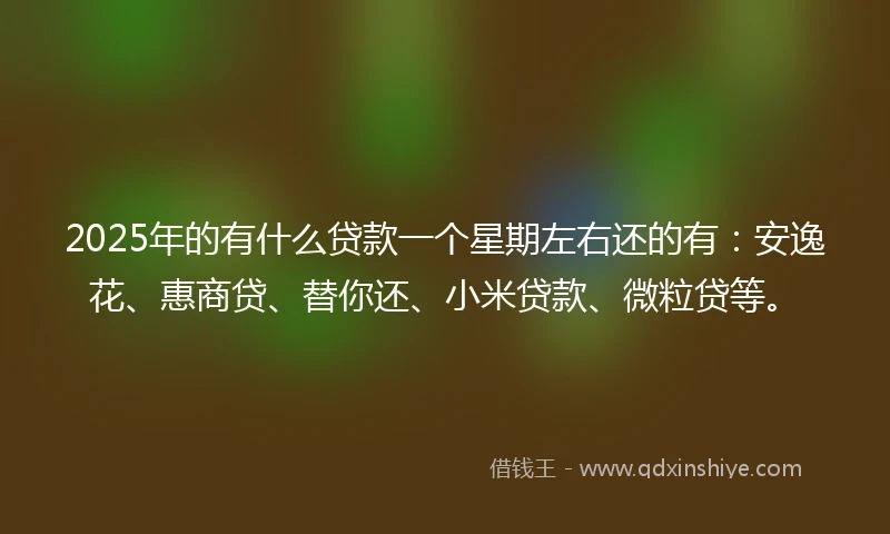 2025年的有什么贷款一个星期左右还的有：安逸花、惠商贷、替你还、小米贷款、微粒贷等。