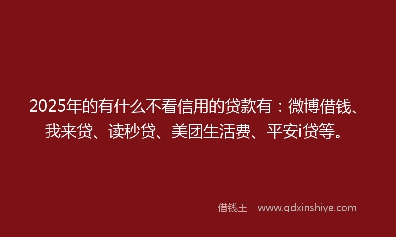 2025年的有什么不看信用的贷款有：微博借钱、我来贷、读秒贷、美团生活费、平安i贷等。