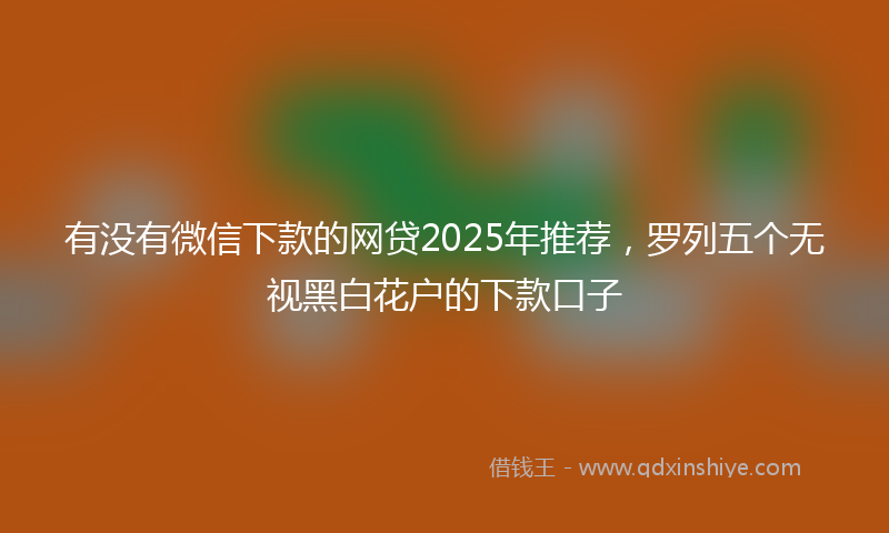 有没有微信下款的网贷2025年推荐,罗列五个无视黑白花户的下款口子
