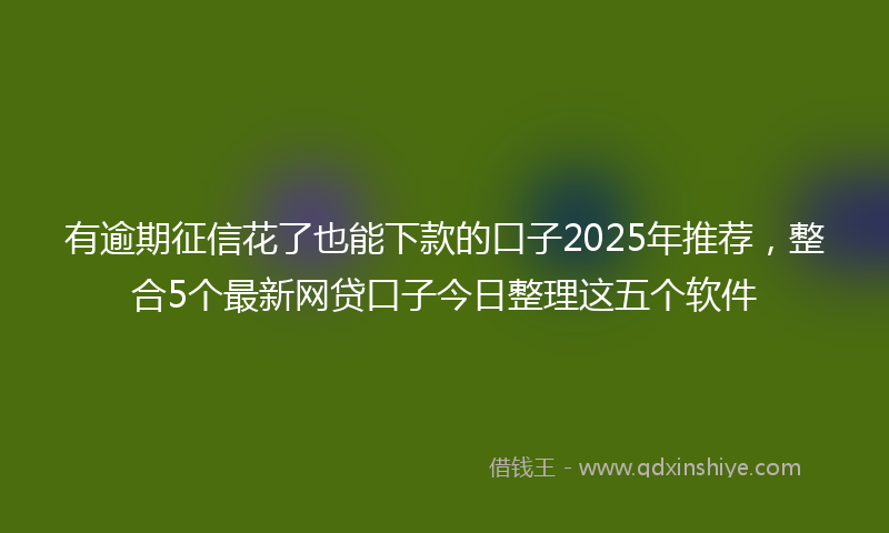 有逾期征信花了也能下款的口子2025年推荐，整合5个最新网贷口子今日整理这五个软件