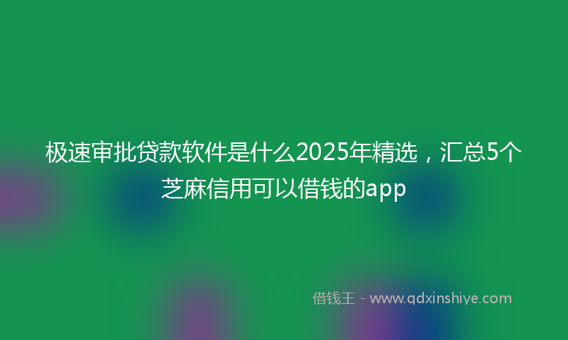 极速审批贷款软件是什么2025年精选，汇总5个芝麻信用可以借钱的app
