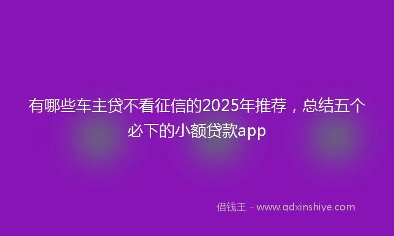 有哪些车主贷不看征信的2025年推荐，总结五个必下的小额贷款app