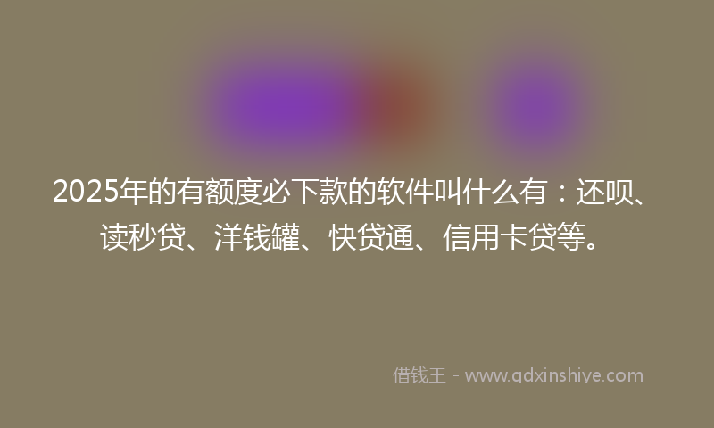 2025年的有额度必下款的软件叫什么有：还呗、读秒贷、洋钱罐、快贷通、信用卡贷等。