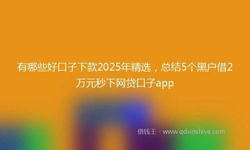 有哪些好口子下款2025年精选，总结5个黑户借2万元秒下网贷口子app
