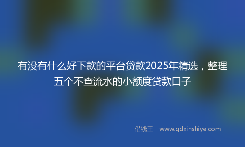 有没有什么好下款的平台贷款2025年精选，整理五个不查流水的小额度贷款口子