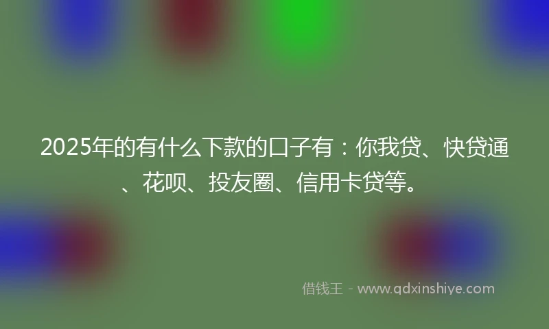 2025年的有什么下款的口子有：你我贷、快贷通、花呗、投友圈、信用卡贷等。