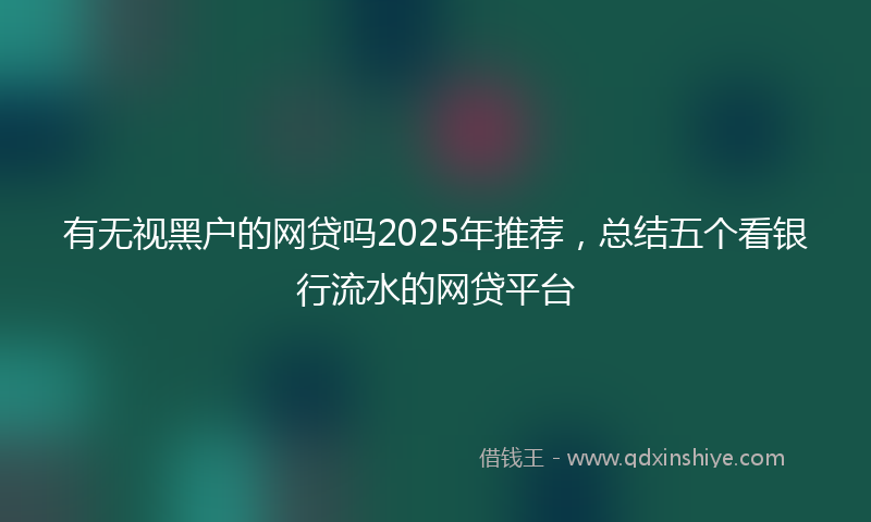 有无视黑户的网贷吗2025年推荐，总结五个看银行流水的网贷平台