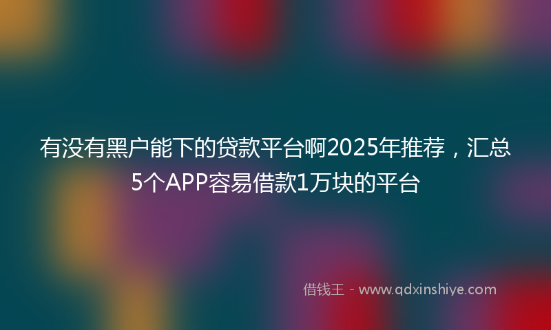 有没有黑户能下的贷款平台啊2025年推荐，汇总5个APP容易借款1万块的平台
