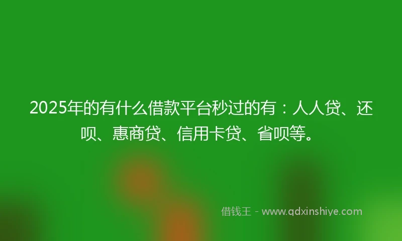 2025年的有什么借款平台秒过的有：人人贷、还呗、惠商贷、信用卡贷、省呗等。