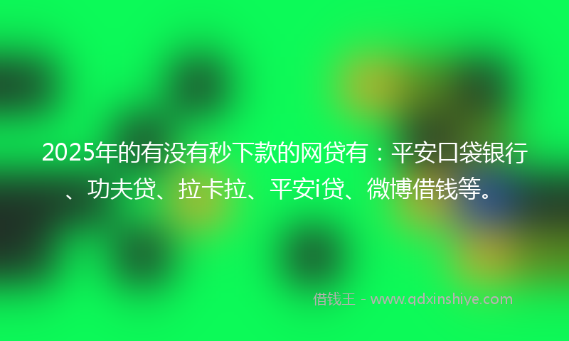 2025年的有没有秒下款的网贷有：平安口袋银行、功夫贷、拉卡拉、平安i贷、微博借钱等。
