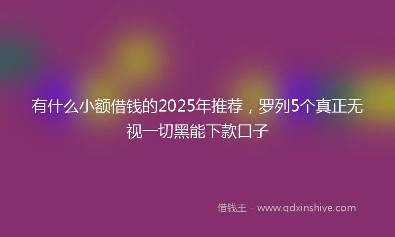 有什么小额借钱的2025年推荐，罗列5个真正无视一切黑能下款口子