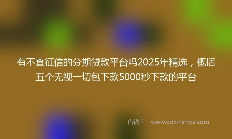 有不查征信的分期贷款平台吗2025年精选，概括五个无视一切包下款5000秒下款的平台