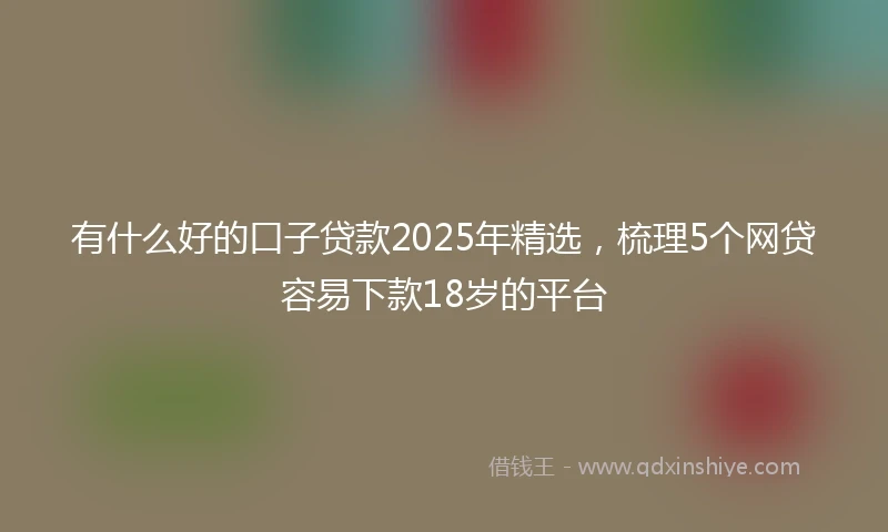 有什么好的口子贷款2025年精选，梳理5个网贷容易下款18岁的平台