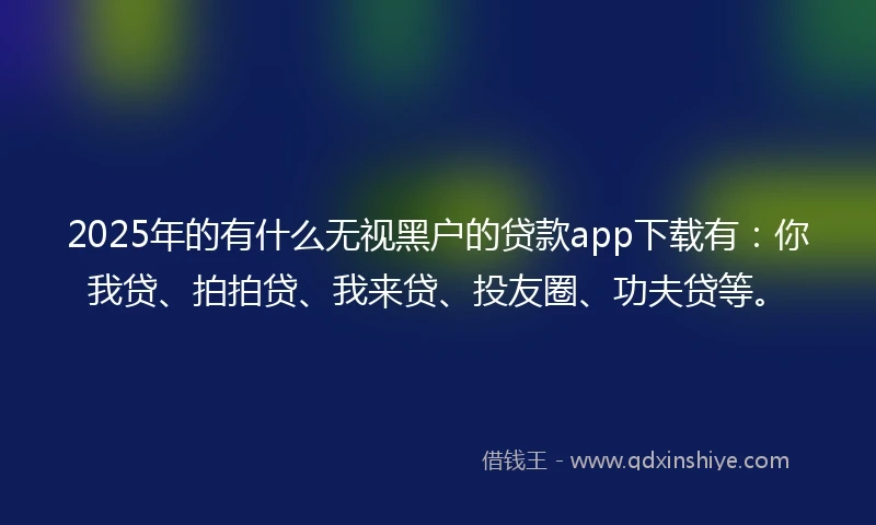 2025年的有什么无视黑户的贷款app下载有：你我贷、拍拍贷、我来贷、投友圈、功夫贷等。