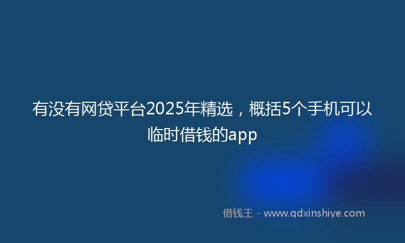 有没有网贷平台2025年精选，概括5个手机可以临时借钱的app
