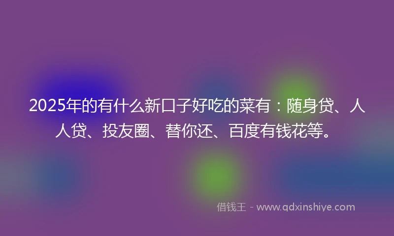 2025年的有什么新口子好吃的菜有：随身贷、人人贷、投友圈、替你还、百度有钱花等。