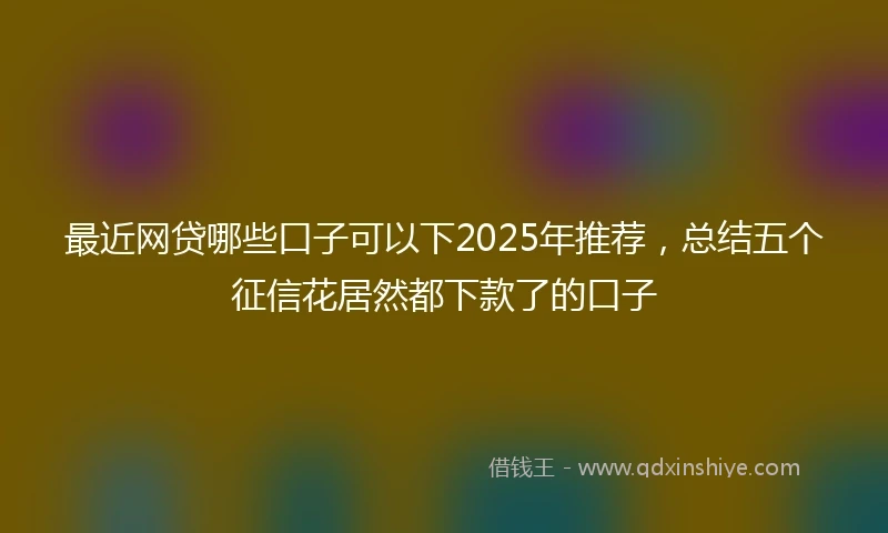 最近网贷哪些口子可以下2025年推荐,总结五个征信花居然都下款了的口子