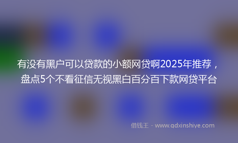 有没有黑户可以贷款的小额网贷啊2025年推荐，盘点5个不看征信无视黑白百分百下款网贷平台