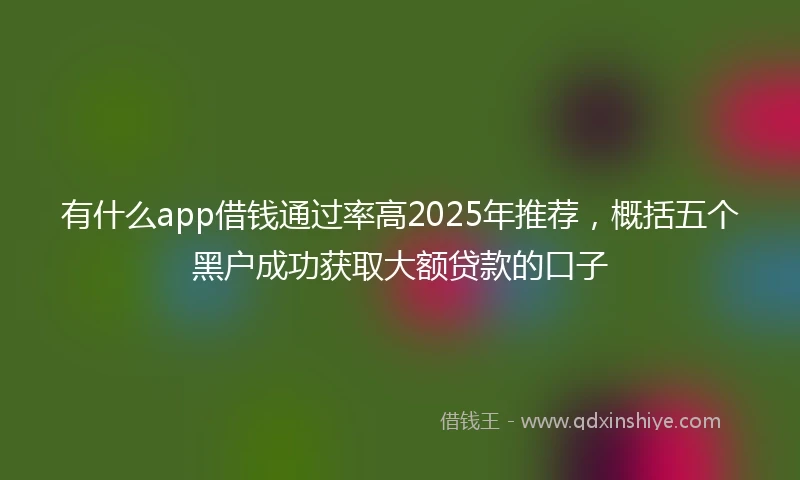 有什么app借钱通过率高2025年推荐，概括五个黑户成功获取大额贷款的口子