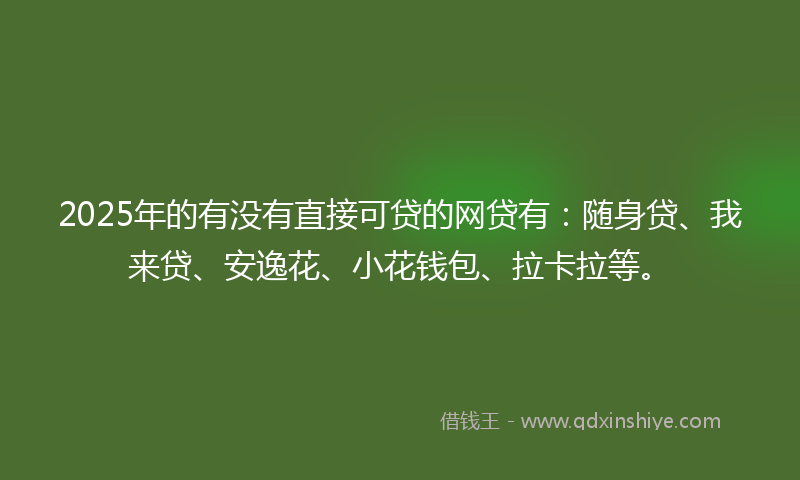 2025年的有没有直接可贷的网贷有：随身贷、我来贷、安逸花、小花钱包、拉卡拉等。