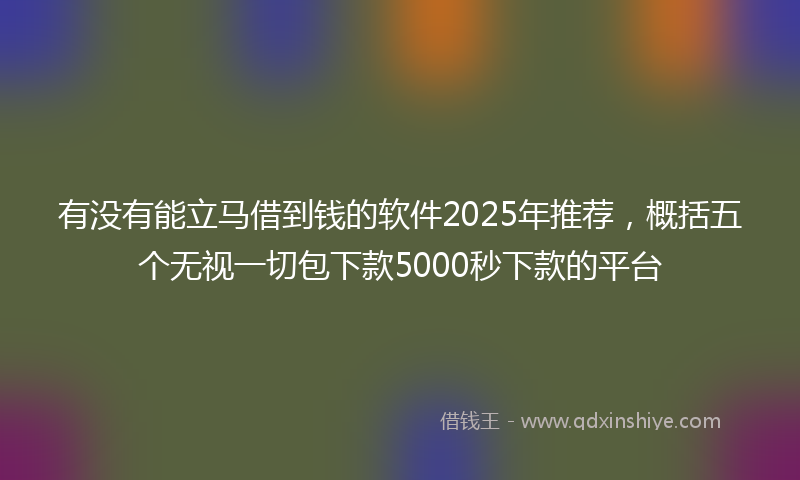有没有能立马借到钱的软件2025年推荐，概括五个无视一切包下款5000秒下款的平台