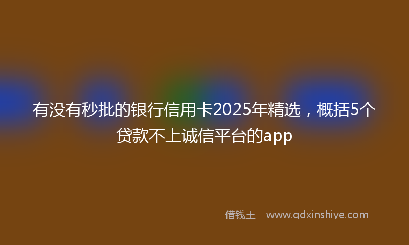 有没有秒批的银行信用卡2025年精选，概括5个贷款不上诚信平台的app