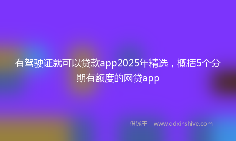 有驾驶证就可以贷款app2025年精选，概括5个分期有额度的网贷app