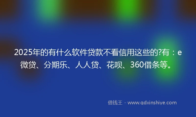 2025年的有什么软件贷款不看信用这些的?有：e微贷、分期乐、人人贷、花呗、360借条等。