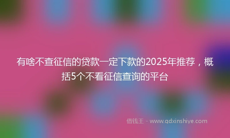 有啥不查征信的贷款一定下款的2025年推荐，概括5个不看征信查询的平台