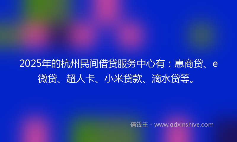 2025年的杭州民间借贷服务中心有：惠商贷、e微贷、超人卡、小米贷款、滴水贷等。