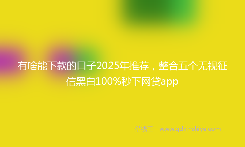 有啥能下款的口子2025年推荐，整合五个无视征信黑白100%秒下网贷app